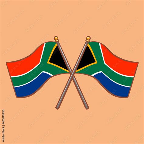 Hand Drawn Cartoon Illustration Of South African Flag Stock Vector