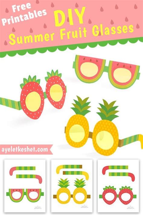 Free Printable Summer Fruit Glasses Ayelet Keshet Paper Fruit Pineapple Crafts Paper