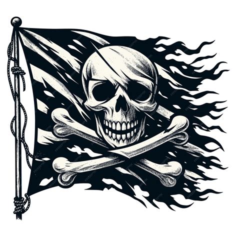 Premium Vector Pirate Flag Daring Escapades Proudly Displaying A Stylized Skull And Crossbones