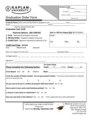 Fillable Online Graduation Order Form Fax Email Print PdfFiller