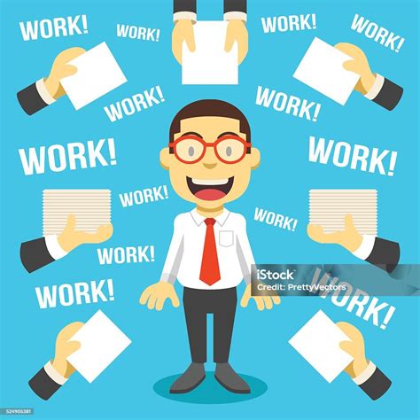 Workaholic Ilustrasi Datar Vektor Kreatif Ilustrasi Stok Unduh Gambar