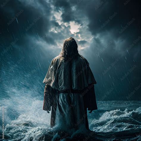 Jesus Walking On The Water Stock Illustration Adobe Stock