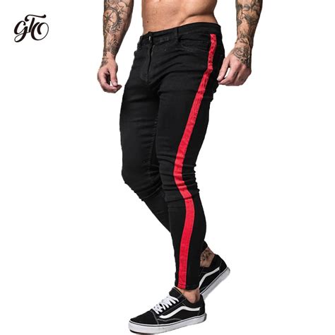 Gingtto Side Striped Skinny Jeans Men 2018 Hip Hop Men Jeans Slim Fit