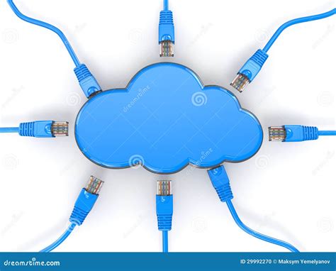 Concepto Computacional De La Nube Enchufes Rj 45 En El Fondo Blanco