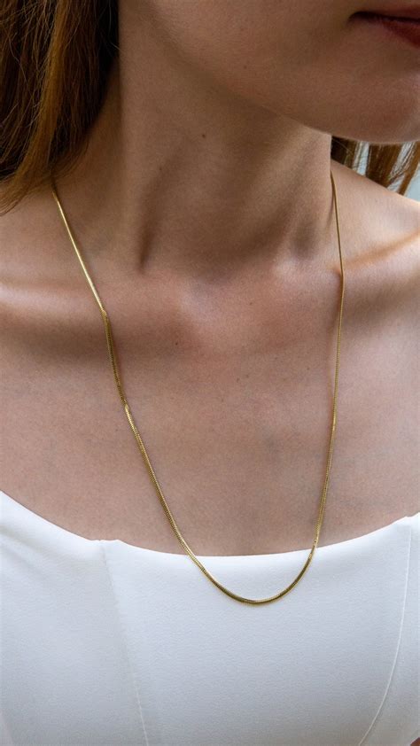 Gold Snake Necklace 14K Gold Snake Necklace Chain 60 Cm Etsy