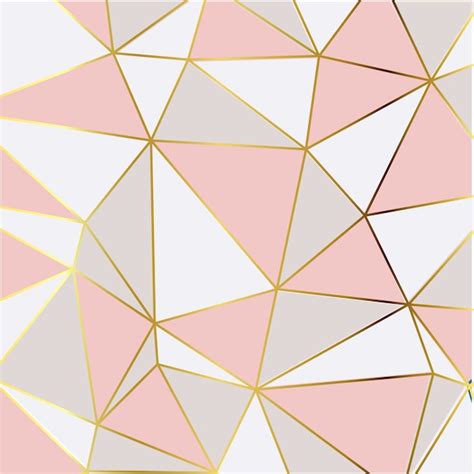 Papel De Parede Moderno Mosaico Em Ouro Rosa E Branco Vetor Premium