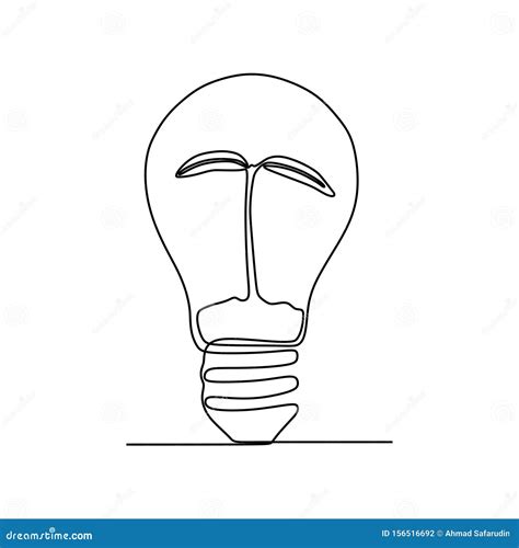 One Line Drawing Light Bulb Symbol Idea And Creativity Isolated On