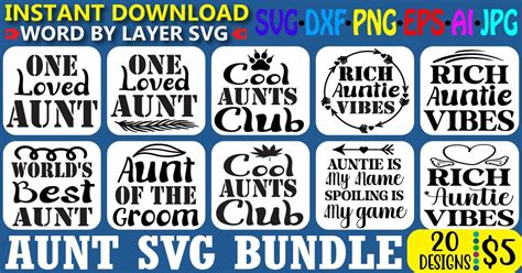 Aunt Svg Bundle Vol 2 Bundle Creative Fabrica