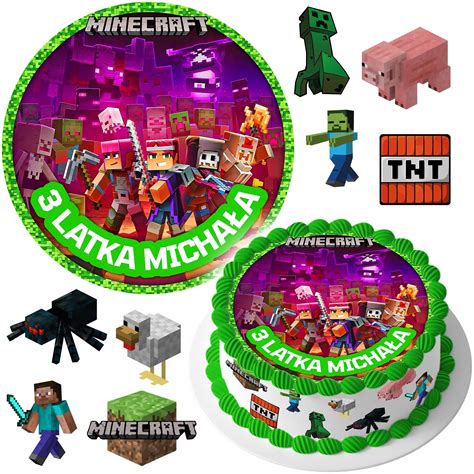 Mega Zestaw Op Atek Na Tort Minecraft Tnt Creeper Szt Postaci