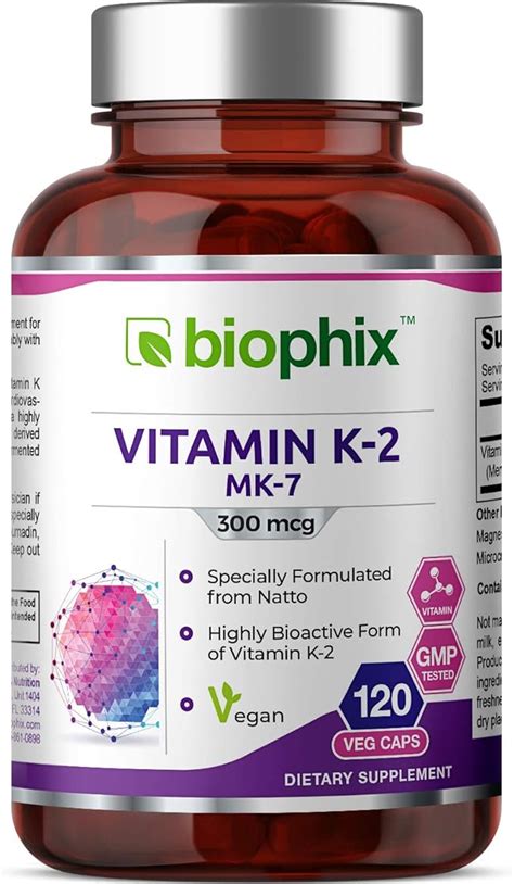 Amazon Vitamin K2 MK 7 300 Mcg 120 Vcaps High Potency Supports