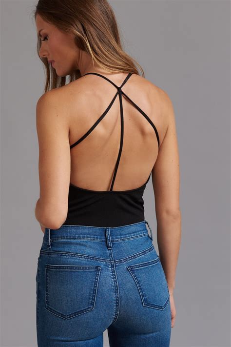 Strappy Open Back Bodysuit High Waisted Skinny Jeans Bodysuit Mini Skirts