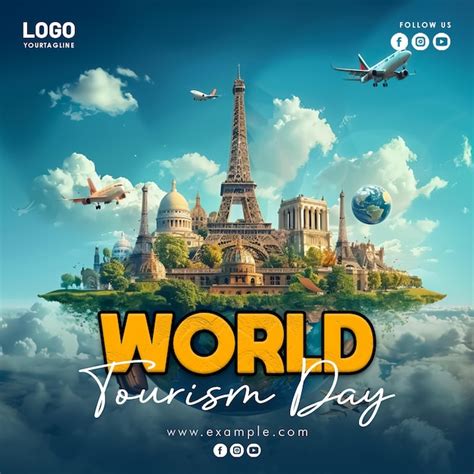 A world tourism day poster with a world tourism day in the background ...