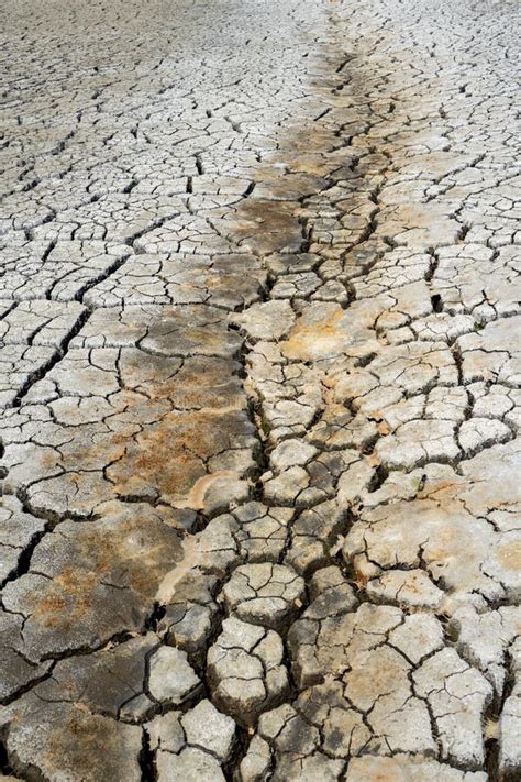 Dry and Cracked Floor of Dry River with Traces of Dry Streams. Stock ...