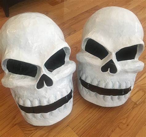 Twin paper maché skull masks Manning Makes Stuff