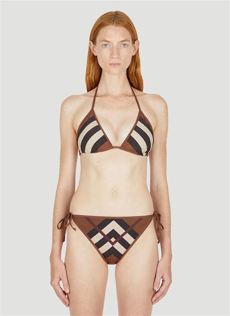 Burberry Chevron Check Bikini In Brown Shopstyle Two Piece Swimsuits