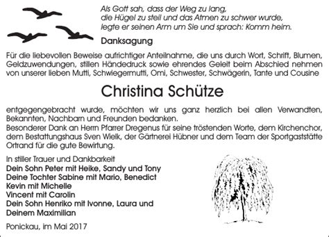 Christina Schütze Werner Schütze Traueranzeige Sächsische Zeitung