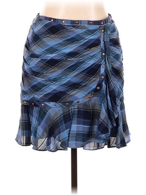 Veronica Beard Plaid Multi Color Blue Casual Skirt Size 8 79 Off