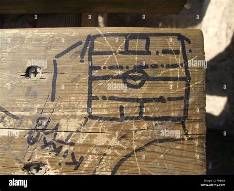 Football Pitch Graffiti On Picnic Table Stock Photo Alamy