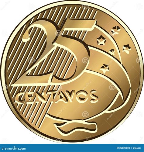 Vector Brazilian Centavo Coin Twenty-five Stock Vector - Illustration ...