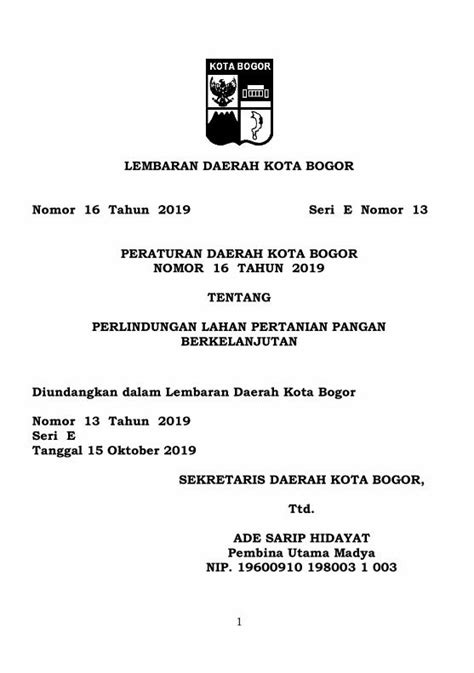 Pdf Lembaran Daerah Kota Bogor Nomor Tahun