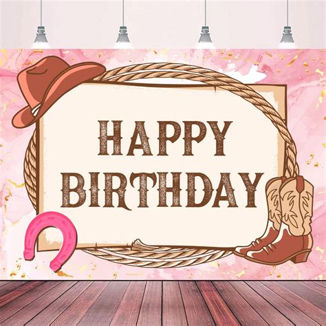 Wild West Cowgirl Happy Birthday Party Backdrop Banner Perfect As