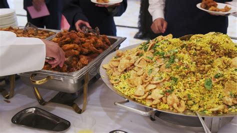 Close Up Shot View of Catering Buffet Food in Restaurant on Traditional ...