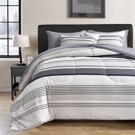 Amazon Flysheep Pcs Gray Striped Boho Comforter Set King Size