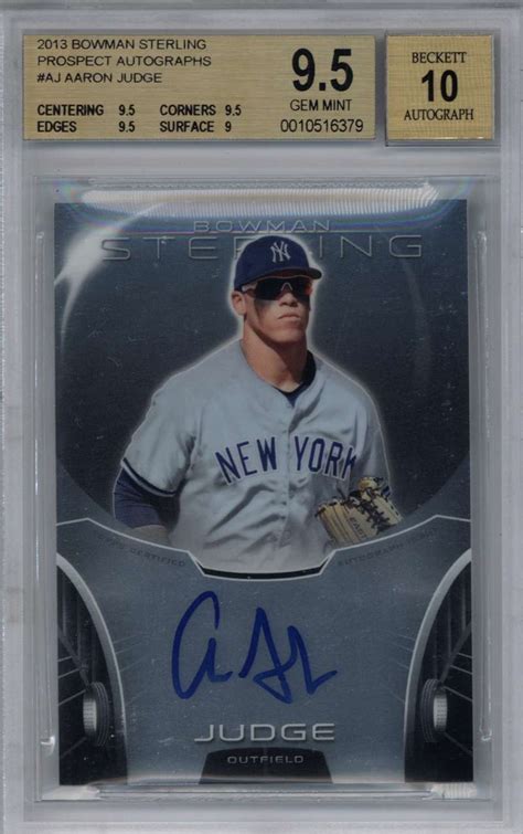 Lot Detail Aaron Judge Signed 2013 Bowman Sterling Rookie Card BGS 9