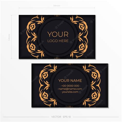 Premium Vector Dark Color Business Cards With Abstract Ornament