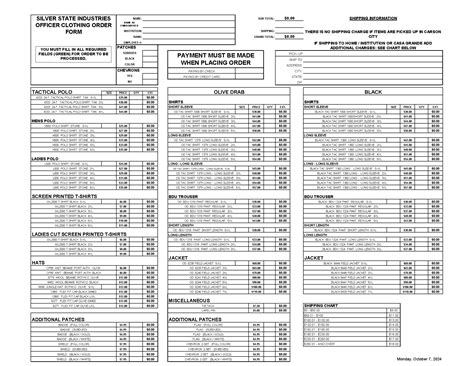 Tshirt Order Form Excel Templates At