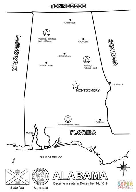 Alabama Map Coloring Page Free Printable Coloring Pages