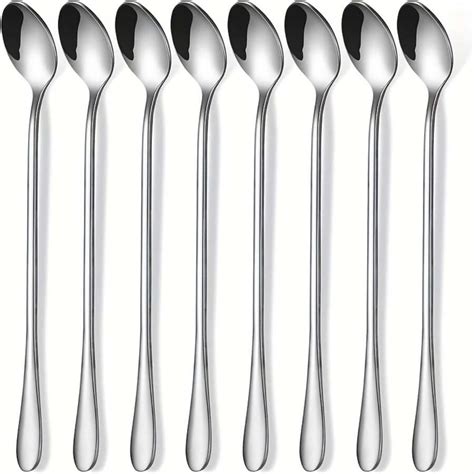 8pcs 7 7 Inch Long Handle Iced Tea Spoon Coffee Spoon Ice Cream Spoon