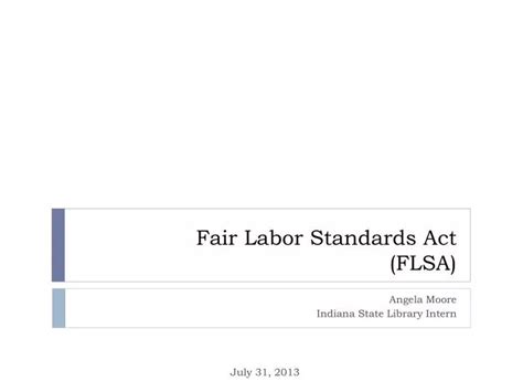 Ppt Fair Labor Standards Act Flsa Powerpoint Presentation Free