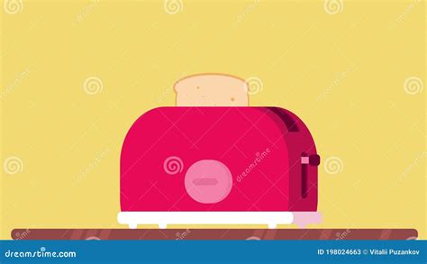 A Toaster Appears On A Wooden Table Toasted Slices Of Bread Jump Out