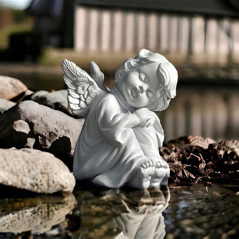 Napping Stone Angel Garden Statue, Outdoor Yard Decor, Lawn Decor, Porch Decor, Home Decor, Room ...