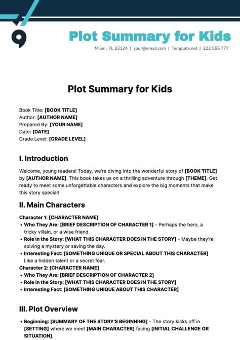 Free Plot Summary for Kids Template - Edit Online & Download | Template.net