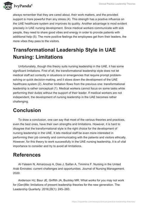 Clinical Practice Leadership Theories Words Essay Example