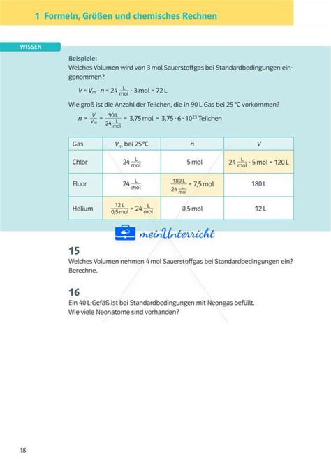 Formeln Größen und chemisches Rechnen Teil 1 meinUnterricht