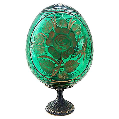 Vintage Faberge Russia Style Glass Egg With Etched Royal Crown At 1stdibs Faberge Glass Egg