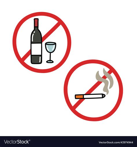 Prohibition Signs For Smoking Drinking Royalty Free Vector