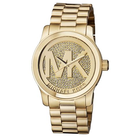 New Michael Kors Runway Gold Pave Stainless Crystal Logo Mk5706 Women S Watch 691464921750 Ebay