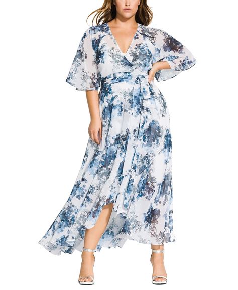 City Chic Trendy Plus Size Floral Print Wrap Maxi Dress Macys Moda