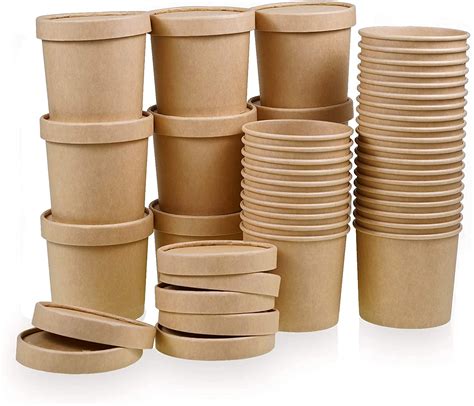 Buy 25 X 26oz Brown Disposable Soup Ice Cream Container Compostable