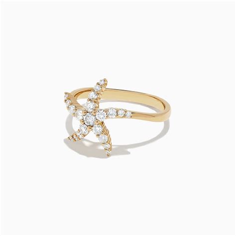 Effy Seaside 14k Yellow Gold Diamond Starfish Ring 049 Tcw