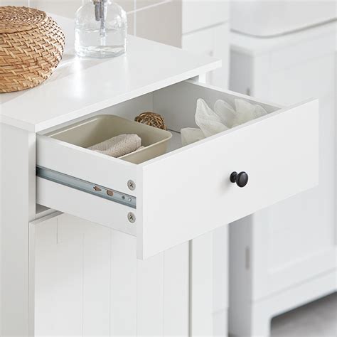 Meuble Bas De Salle De Bain Armoire Toilette Avec 1 Tiroir Et 1 Panier