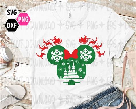 Christmas Svg Castle With Minnie Head Snowflakes Santa