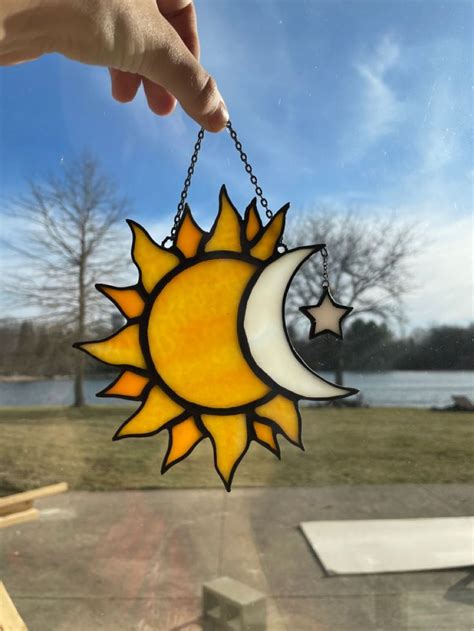 Sun And Moon Suncatcher In Stained Glass Suncatchers Custom