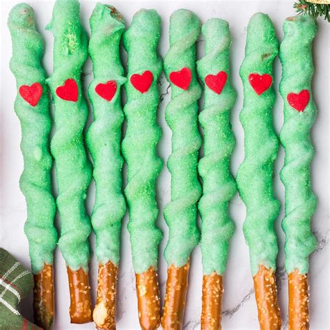 Grinch Pretzel Rods Recipe Cart