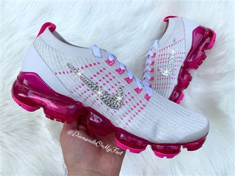 Swarovski Womens Nike Air Vapormax Flyknit White Fuchsia Etsy Bling