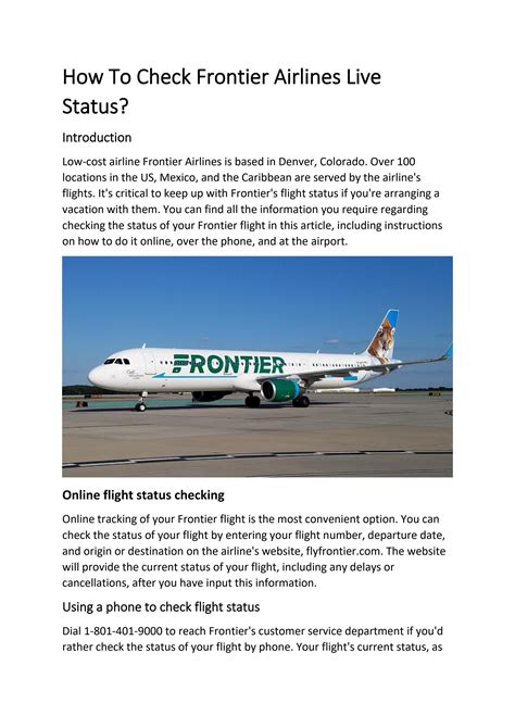 How To Check Frontier Airlines Live Status by smithglad - Issuu